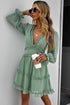 Layered Ruffled Open Back Puff Sleeve Swiss Dot Mini Dress